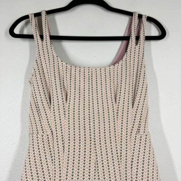 Anthropologie Maeve Jacquard Mini Fit & Flare Dress Lace Up Back Light Pink XS - Picture 2 of 11